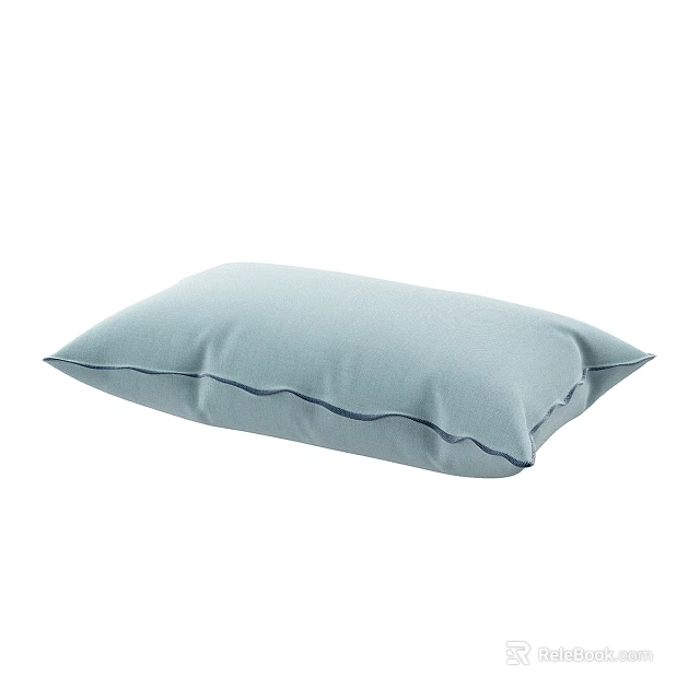 Light Blue Decorative Cushion With Dark Blue Stitching On The Edge For Home Sofa Decoration 3d model 