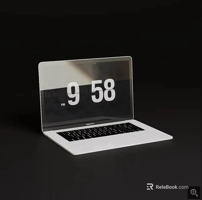 Open Apple White Laptop With Modern Sleek Design And Time Display On Screen 3d model 