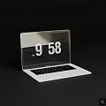 Open Apple White Laptop With Modern Sleek Design And Time Display On Screen 3d model