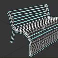 Outdoor Bench Featuring Dark Brown Wooden Slats Curved Modern Design And Black Legs