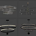 Stylish Modern Chandeliers Featuring Layered Circular Rings Transparent Glass Balls And Metallic Frames