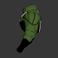 Green Mechanical Component With Geometric Structure Shiny Surface And Black Supports