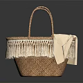 Wicker Storage Basket With Fringed Edge And Lace Trimmed Towel For Home Living Essentials