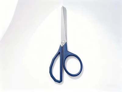 High Quality Hardware Tool Scissors With Blue Handle And Silver Blade 3d model