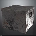 Gray Storage Box With Red Speckled Textured Surface And Metal Clasp Lid