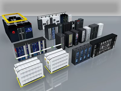 Diverse Industrial Equipment With Control Cabinets Server Racks And Modular Units 3d model