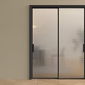Modern Interior Sliding Door With Black Frame And Frosted Glass Dot Pattern 3d model