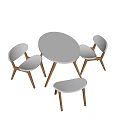 Light Gray Kids Table With Modern Simple Design Two Chairs And Wooden Legs Small Stool