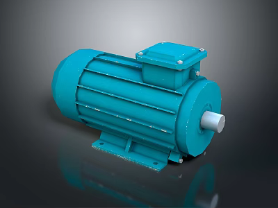 Blue Electric Motor Featuring Cylindrical Housing Stable Base And End Cap Design 3d model