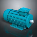 Blue Electric Motor Featuring Cylindrical Housing Stable Base And End Cap Design 3d model