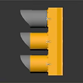 Three Yellow Traffic Lights With Classic Design And Round Metal Lenses
