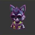 3D Designed Blue Fox Game Movie Character Wearing Sunglasses And Neon Green Jacket