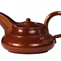 Brown Traditional Glazed Ceramic Teapot With Curved Spout And Handle For Kitchen Use