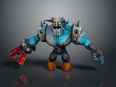 【Mechanical Creature Character With Blue Arms And Red Components】 3d model