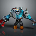 【Mechanical Creature Character With Blue Arms And Red Components】 3d model