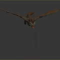 Detailed 3D Flying Dragon Model With Orange Wings And Red Spikes