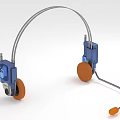 Portable Wireless Electronic Headphone With Blue Components Orange Ear Pads And Metal Frame