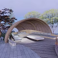 Modern gallery frame cocoon bamboo weaving construction 3d model