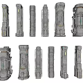 Sci-fi Pillar Column Sci-fi Parts Components Sci-fi Building Pillar Components Future Spaceship Components Parts Pillar Cyberpunk Pillar Parts 3d model