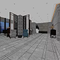 Modern Hotel Lobby Interior With Stone Walls Marble Floors And Seating