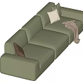 Multi-person sofa cream wind 3d model