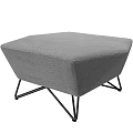 Gray Fabric Ottoman With Modern Geometric Design And Black Metal Legs
