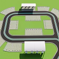 Race Track Layout Featuring Grandstands And Structures On Green Field Design 3d model