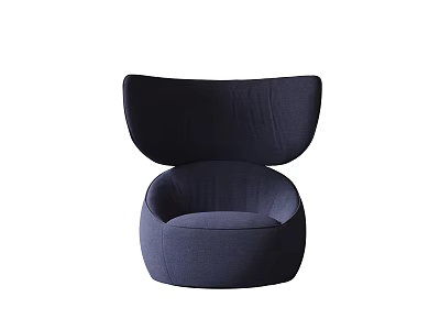 Modern Dark Blue Accent Chair With Unique Backrest And Rounded Upholstered Seat 3d model