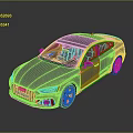 Modern Silver Sedan With Shiny Exterior Golden Copper Wheels And Reflective Surface