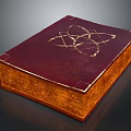 Elegant Dark Red Box With Golden Carved Pattern On Leather Surface And Wooden Base