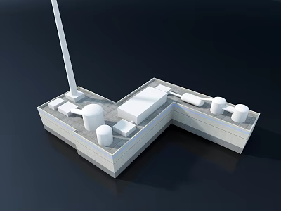 Modular Industrial Equipment Platform Structure With Cylindrical Components And White Panel Layout Design 3d model