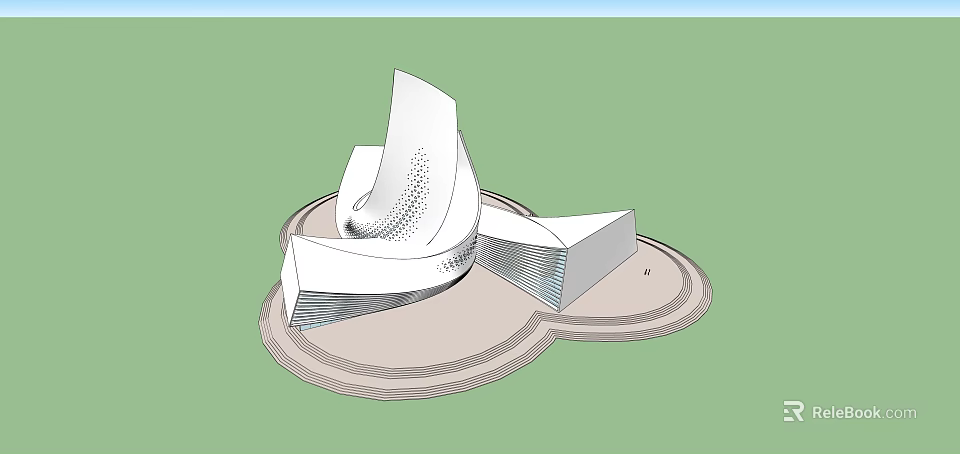 Modern Cultural Center Building With Unique Streamlined Shape And Geometric Platform Base 3d model 