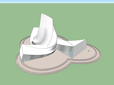 Modern Cultural Center Building With Unique Streamlined Shape And Geometric Platform Base 3d model