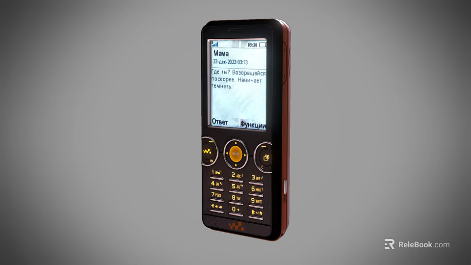 Sony Ericsson Walkman Mobile Phone With Classic Keypad And Song List Screen Display Features 3d model 