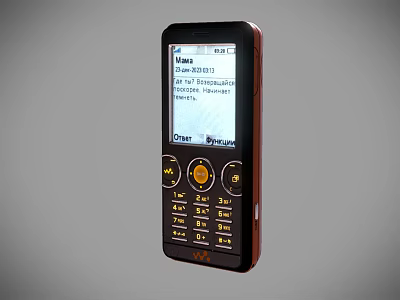 Sony Ericsson Walkman Mobile Phone With Classic Keypad And Song List Screen Display Features 3d model