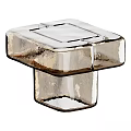 Transparent Glass Tea Table With Square Textured Tabletop And Clear Support Columns 3d model