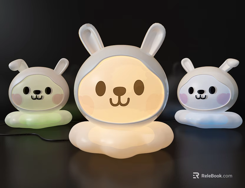Cute Rabbit Shaped Table Lamps with Colorful Glow for Kids Bedroom Decor 3d model 
