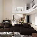 Modern Loft Living Room Interior With Spacious Layout And Large Windows 3d model