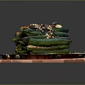 Sliced Zucchini Stacked With Savory Sauce And Sesame Seeds On Wooden Board