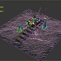 Underground Mining Cave Scene With Minecart Wooden Tracks And Blue Crystals