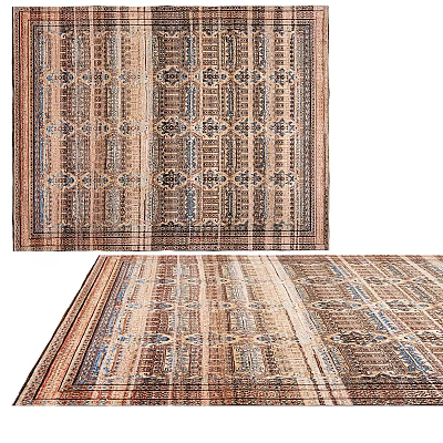 Ornate Square Rug with Traditional Geometric Patterns for Living Room Home Floor Decor 3d model