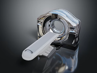 Advanced Modern Medical CT Scanner With Sleek Metallic Finish Circular Opening And Sliding Table 3d model
