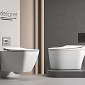 Modern Designer White Toilets In Bathroom With Wall Mounted And Floor Standing Styles