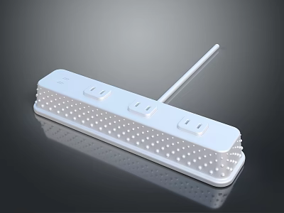 Sleek White Power Strip With Multiple Outlets And Long Cable For Computer Devices 3d model