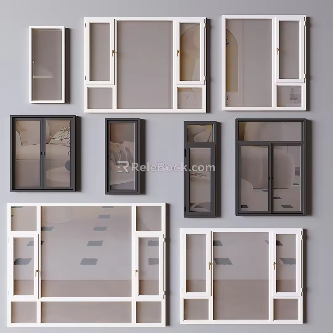 Modern casement window modern window frame aluminum alloy casement window floor-to-ceiling window door and window 3d model