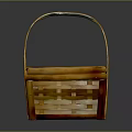 Handwoven Bamboo Storage Basket With Handheld Handle And Double Compartment Design