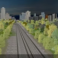 Modern Road Infrastructure with Street Lights Traffic Signs Sidewalks and Green Belts