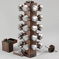 Wooden Dumbbell Rack With Multiple Weights For Home Gym Fitness Equipment
