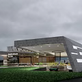 Modern Storefront Architectural Design With Concrete Facade Glass Elements And Landscaping
