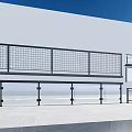 Modern Metal Grid Fence Design For Outdoor Terrace With White Wall And Blue Sky